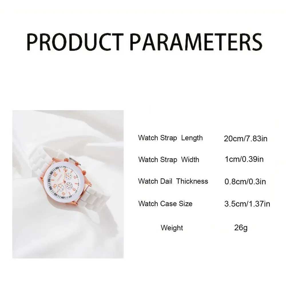 Fashion Women Watches Set White Silicone Jelly Quartz Watch Ladies Dress Wristwatch Gifts for Girls Relogio Feminino Reloj MujerX240920
