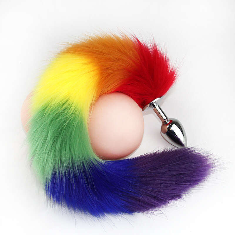 Sex toys SM props Metal backcourt anal plug Colorful tail anal plug Female slave training Alternative adult products