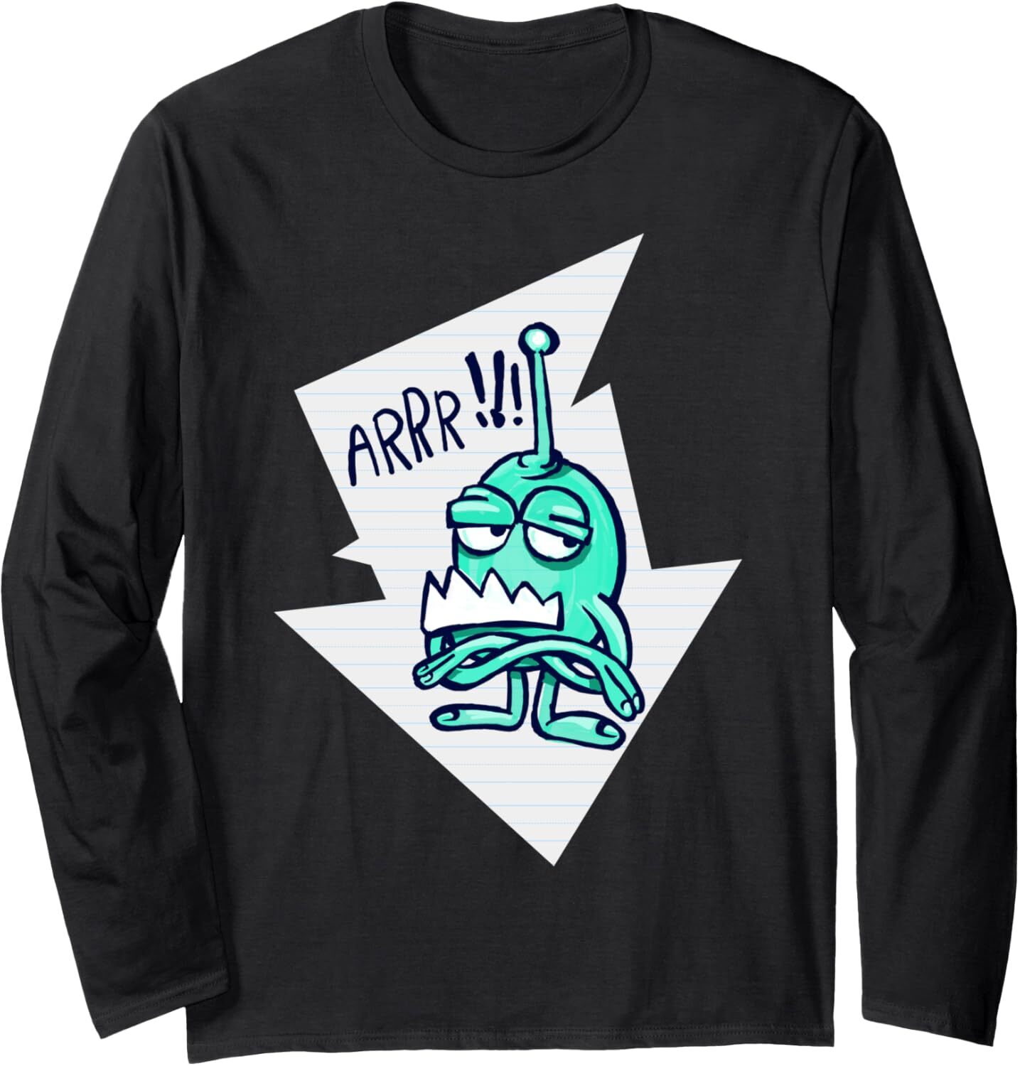Long Sleeve Shirts for Men sweatshirt Cute hand draw cartoon monster green arrr funny Long Sleeve Tee Streetwear Casual tops clothes