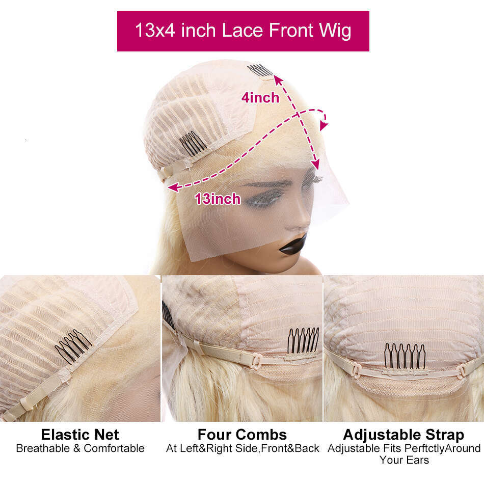 40 42 Inch 613 Honey Blonde Straight Transparent Front Wig 13x4 Lace Frontal Colored Human Hair Wigs For Women On Sale