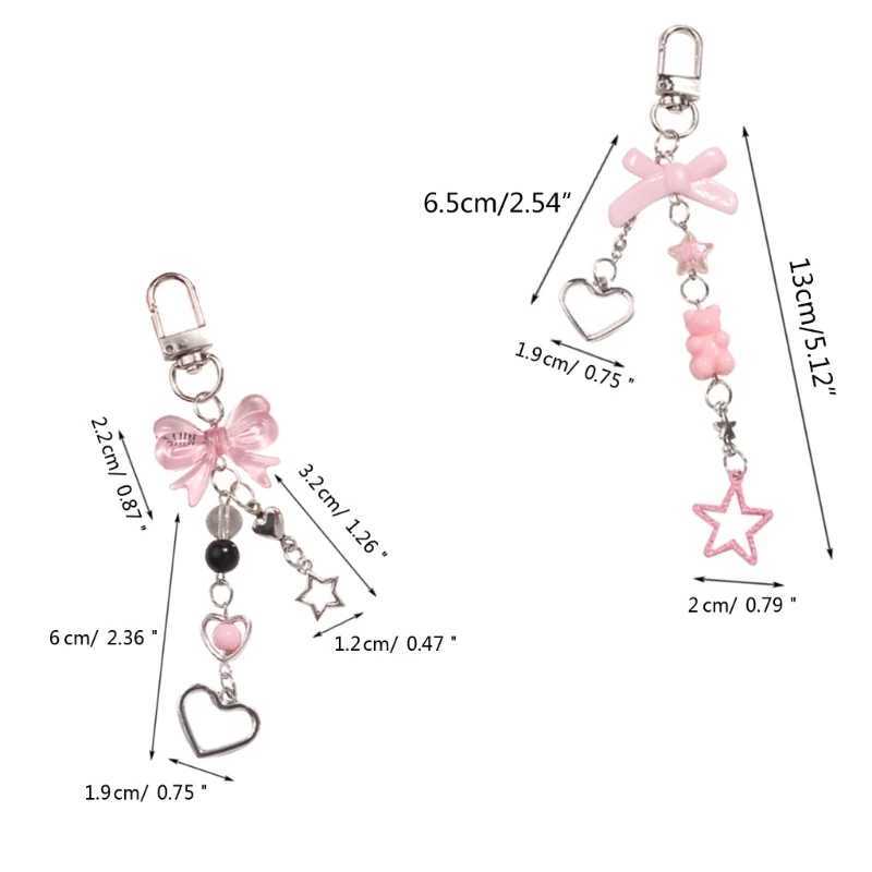 Fashionable Bear Keychain Handmade Butterfly Knot Keyring Heart Bowknot Keyring Pendant Versatile Star Phone AccessoryX240919