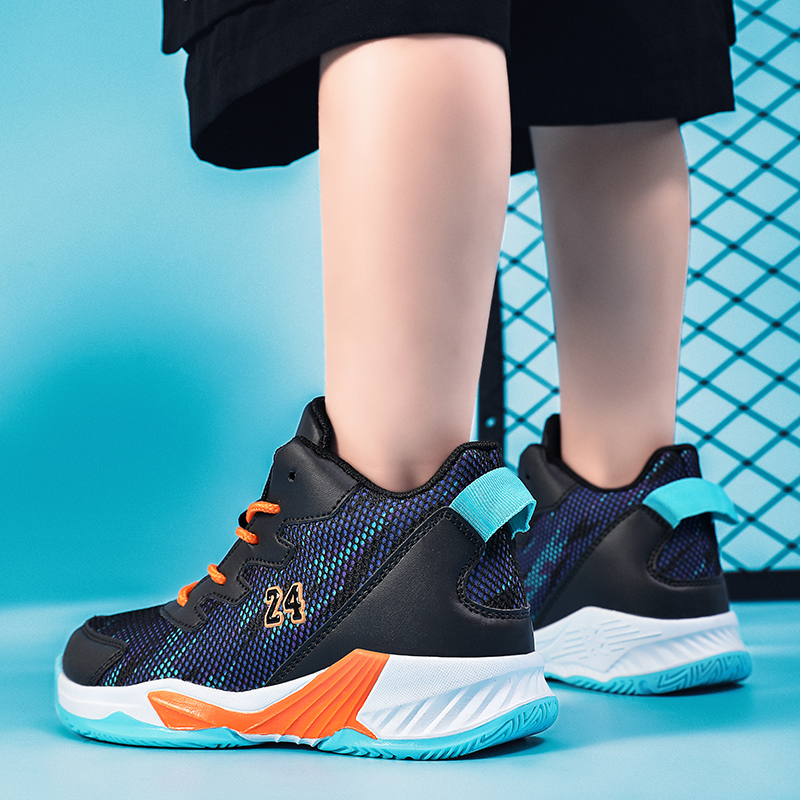 Children Basketball Sneakers Hot Fashion Mesh Breathable Basketball Trainers Baskets Outdoor Platform Sport Shoes Boys and Girl