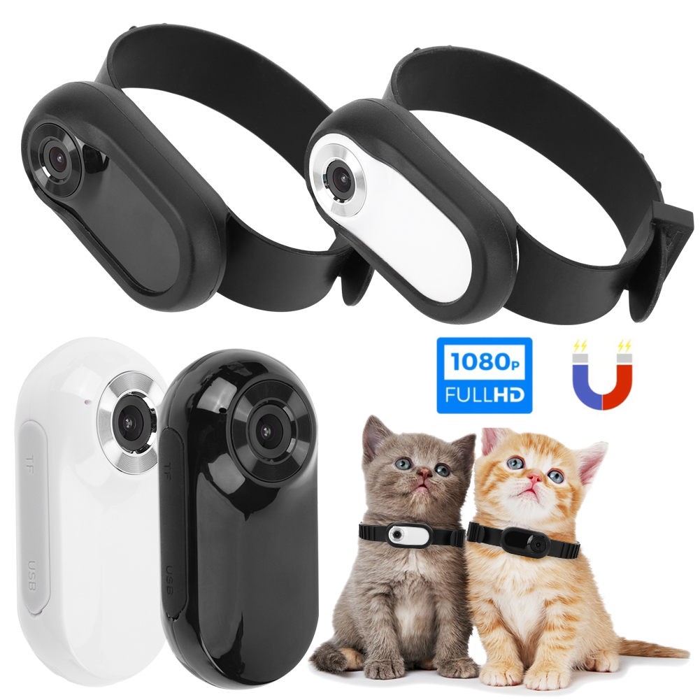HD 1080P Wireless Collar Camera No WiFi Needed Dog Cat Pet Camera Collar Mini Body Cam with 32G Card for Cats Dogs Birthday Gift