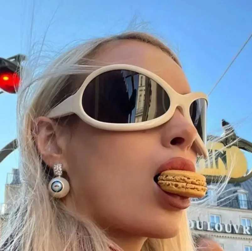 Fashion Brand Y2K Punk Sunglasses New Women Men Oval Sports Sun Glasses Female Oversized Black Shades Eyewear UV400X240920