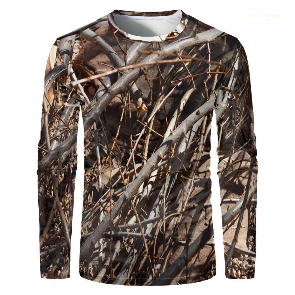 Camouflage Hunting Long Sleeve Men T-shirt Outdoor Sports Tactical Training Clothes Tee Hiking Fishing Camping Quick Drying TopsX240919