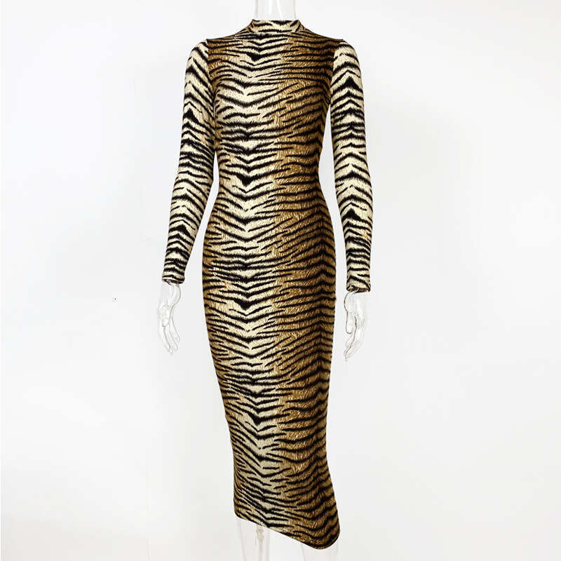 Hallowmas 2024 Autumn/Winter New Womens Fashion Leopard Print Long Sleeve Sexy Slimming Dress