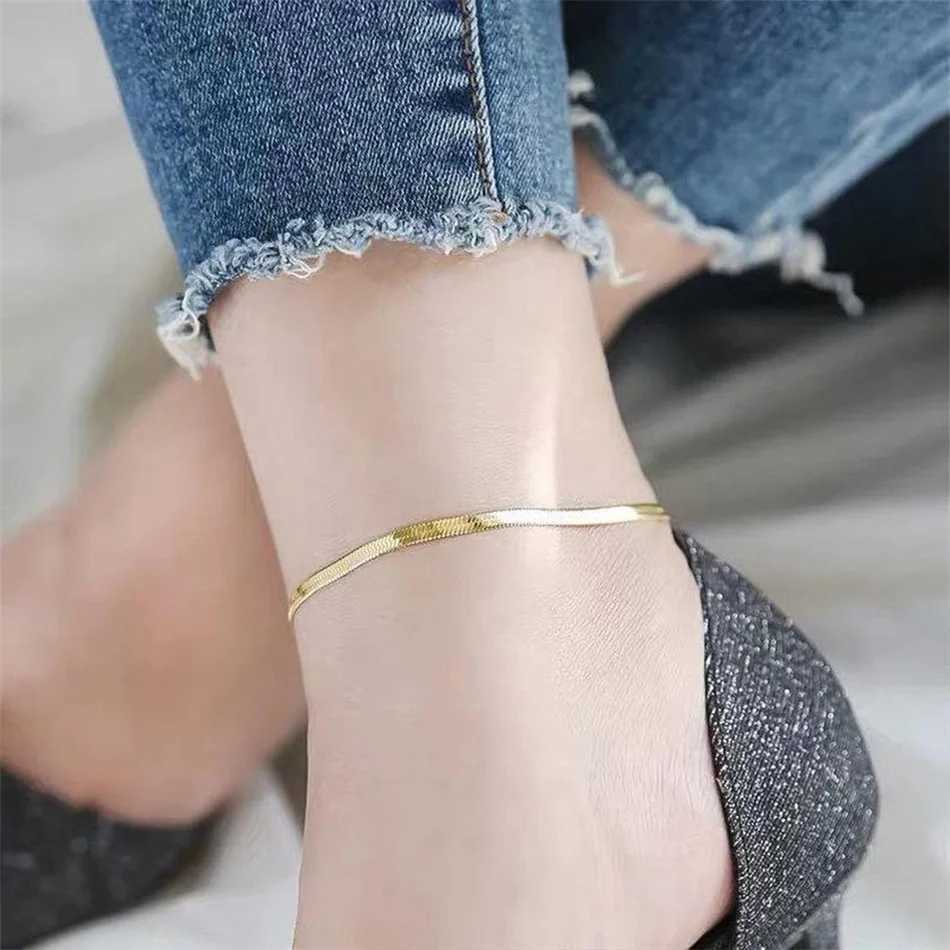 Visunion 10PCS Snake Chain Anklet for Women/Men Beach Blade Chain Anklet Stainless Steel Not Allergic Dropshipping/Wholesale Y240920