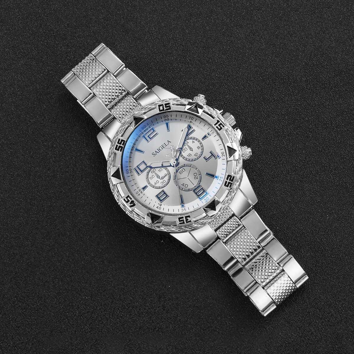 Mens Business Watch Fashion Arabic Dial Silver Steel Band Quartz Watches Male WristwatchesX240920