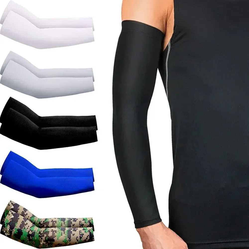2Pcs Unisex Cooling Arm Sleeves Cover Sports Running UV Sun Protection Outdoor Men Fishing Cycling Sleeves for Hide Tattoos Y240919