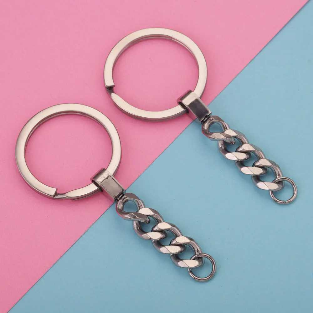 4PCS Stainless Steel KeyRing Keychain Metal Split Ring With Short Chain Key Ring DIY Key Chains Accessories WholesaleX240919