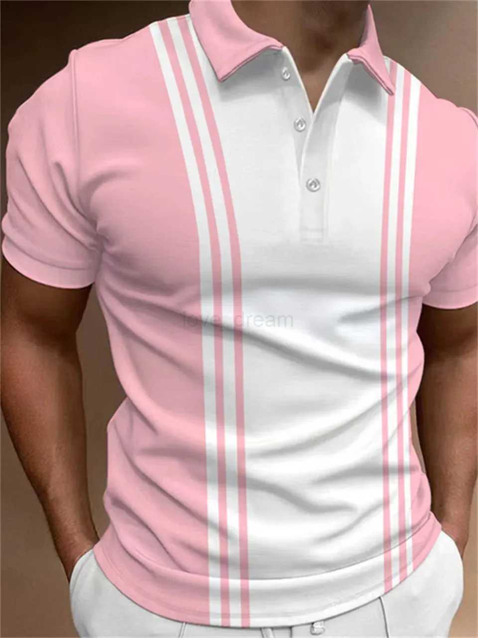 Summer Men Luxury Striped Printed Golf Tee Shirts Elegant Business Polo Shirts Mens Casual Office Wear Fashionable T-ShirtXJ240920