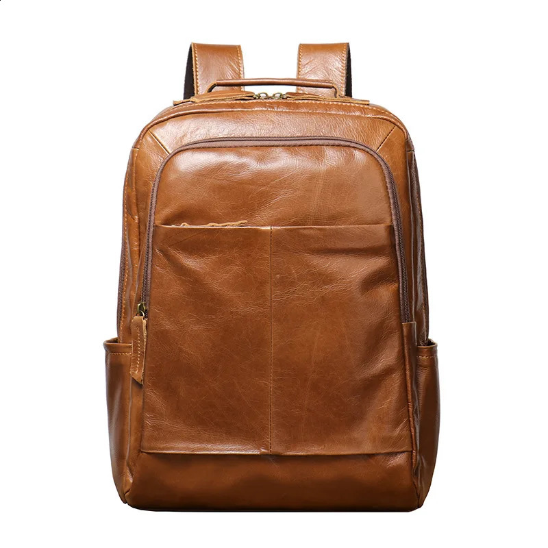 Nesitu high-quality A4 retro brown black top of the line genuine leather 14 inch laptop womens backpack denim travel bag M1037 240918