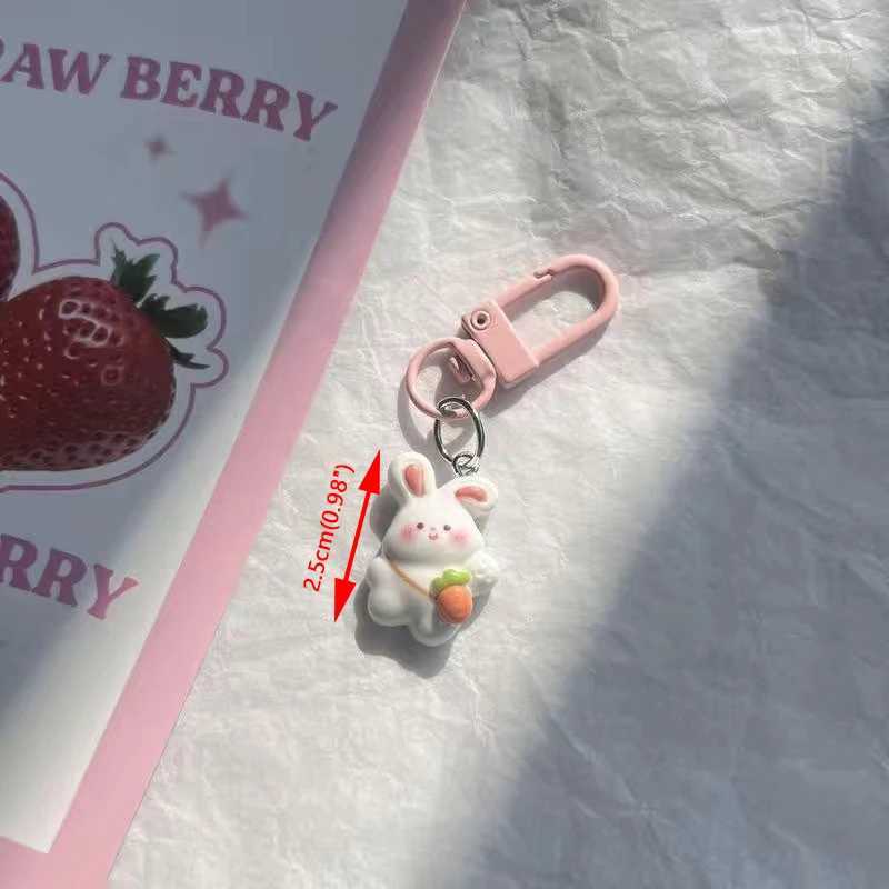Rabbit Cute Keychain Resin Bunny Carrots Charm Kawaii Pendant Tulip Keyring For Women Girls Kids Couple Car Bag Lovely GiftX240919