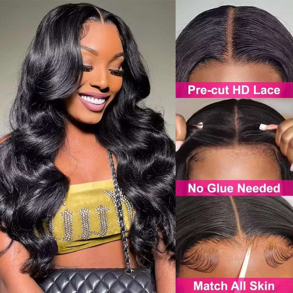 Glueless 250% Real Lace 5X5 HD Closure Wig Body Wave Pre Plucked Human Hair Wigs For Women