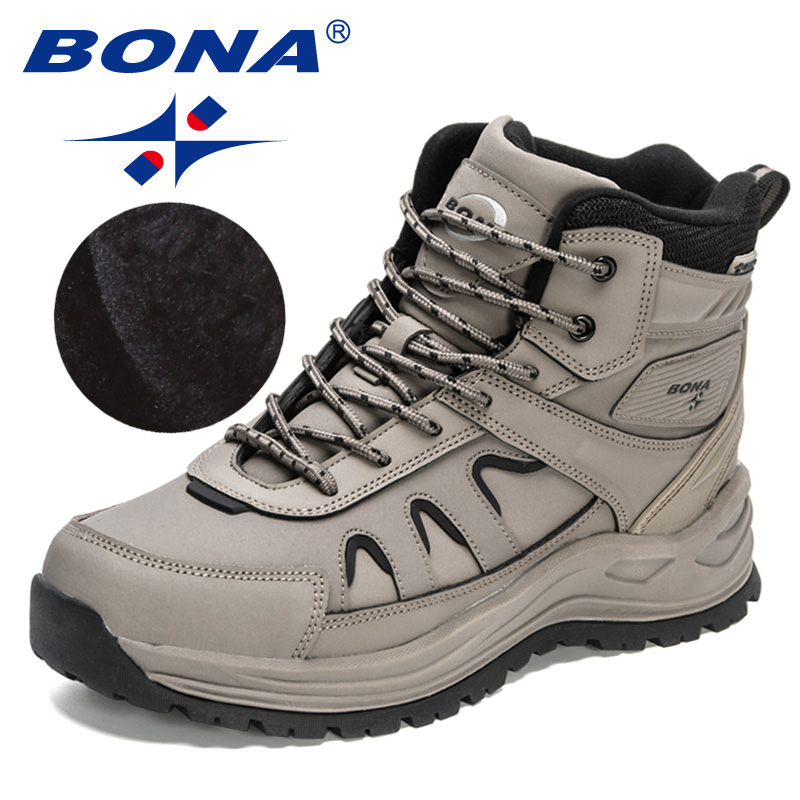 New 2023 BONA New Designers High Top Hiking Men Anti-Slip Outdoor Climbing Trekking Shoes Man Tactical Plush Winter BootsBoots ca45