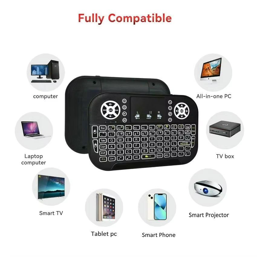 Mini Bluetooth Keyboard 2.4G Dual Mode Handheld Fingerboard Backlit Mouse Touchpad Remote Control for Windows Android TV