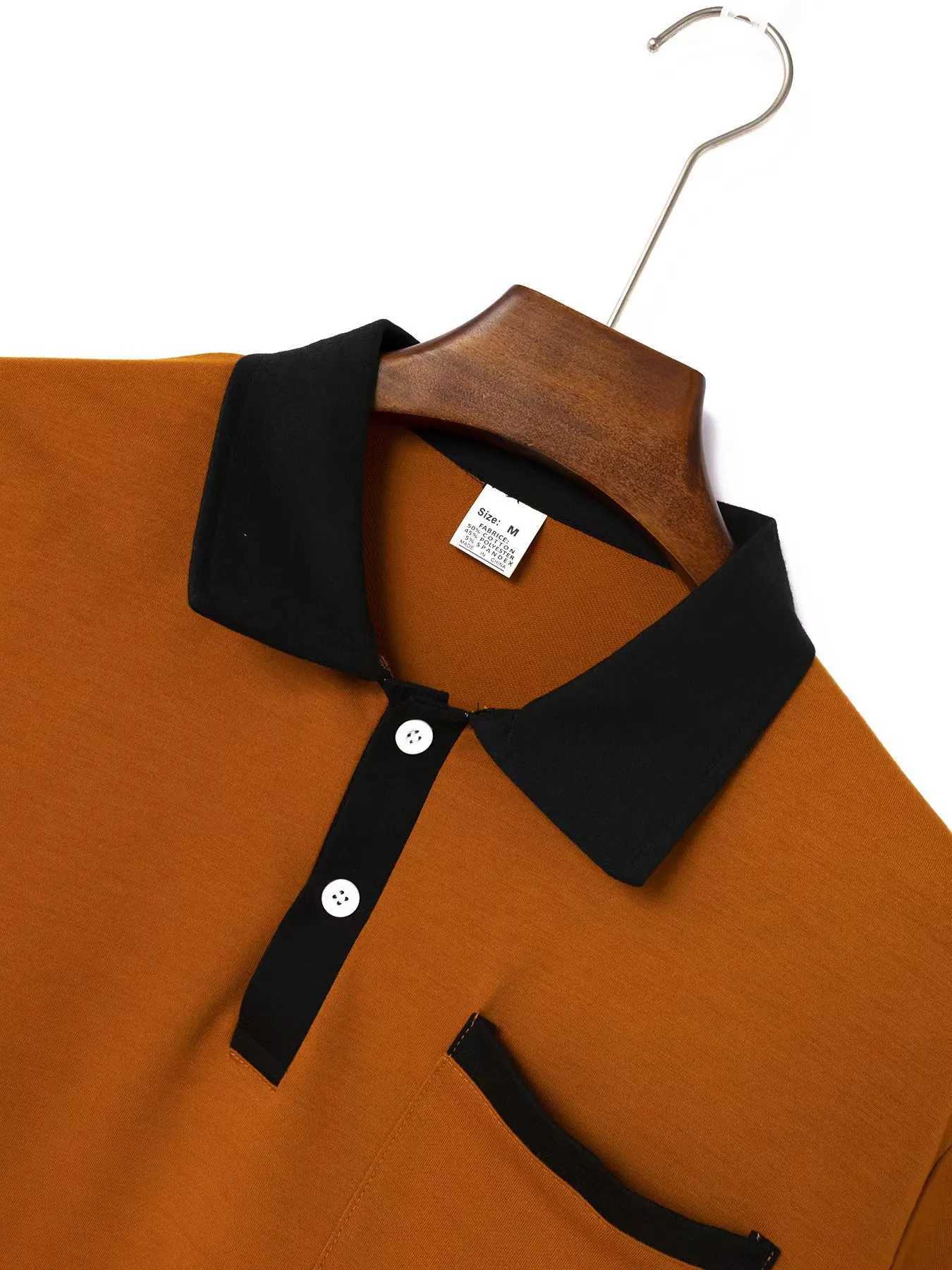 Mens Summer New T-shirt Short sleeved Lapel Solid Button Striped Polo T-shirt Fashion Casual TopX240920