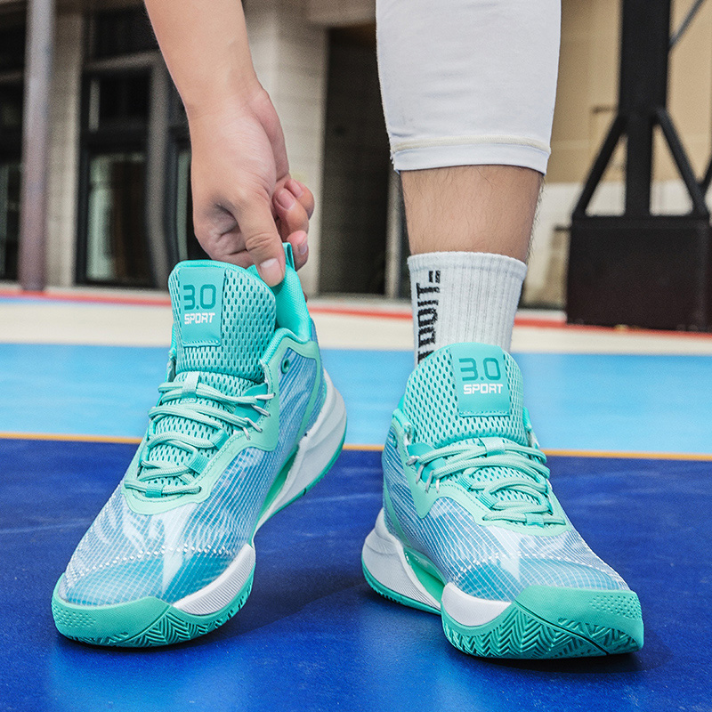 Sports Basketball Shoes Men's Training Leisure Anti-slip Wear Breathable Real Combat Rebound High-top Large Size Ball Shoes 2024