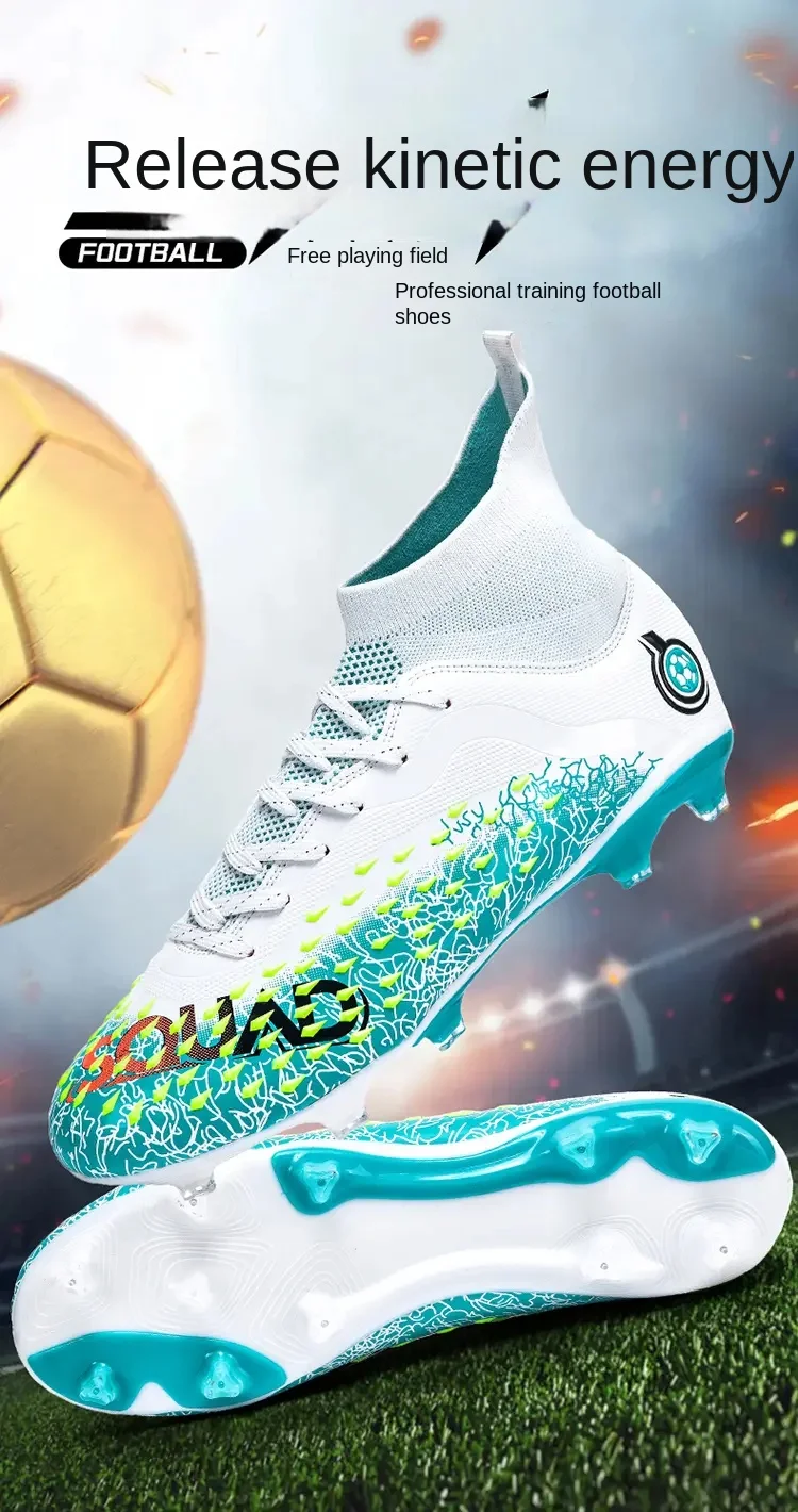 Men Soccer Shoes Football Boots Long Spikes Ankle Training Sport Footwear Indoor Futsal Ultralight Non-Slip Unisex Top Quality