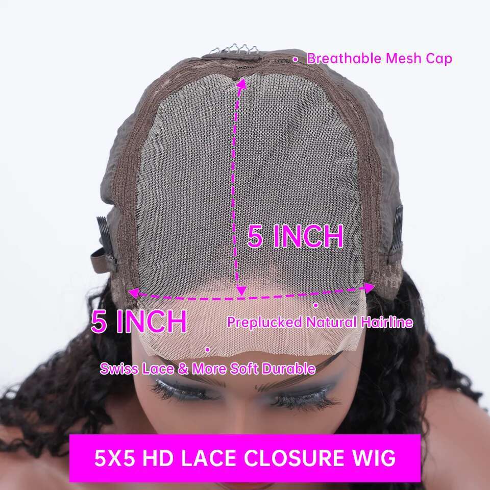 13x4 Human Hair Pre Plucked Glueless Frontal Wig 5x5 Lace Front Wigs Colored HD Deep Wave 250 Density