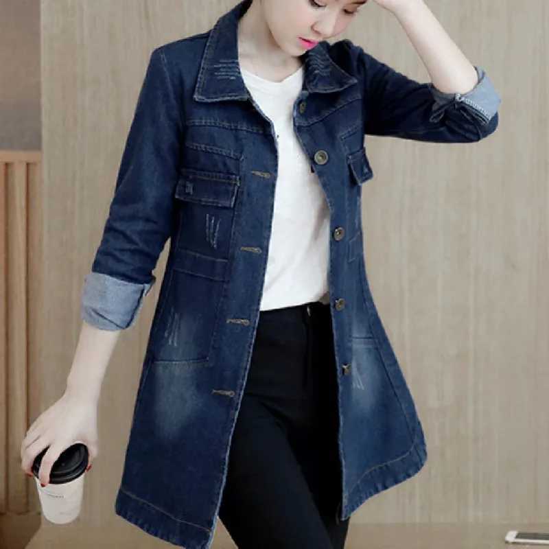 Trending Products Large Size Trench Coat Women Outerwear Denim Jacket Embroidery Autumn Clothing European Fashion 2024X240920