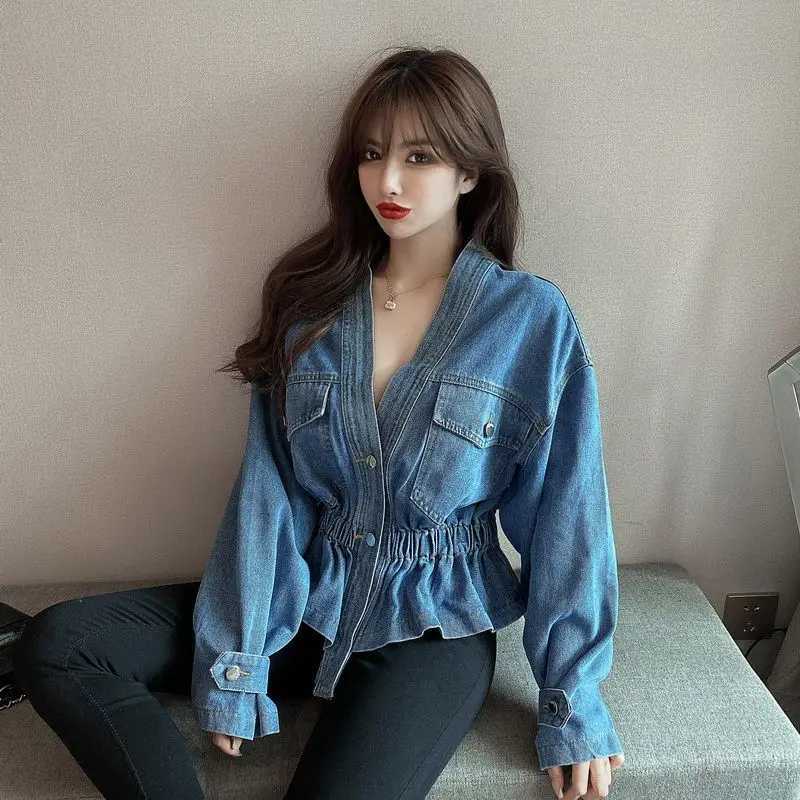 Women Denim Jacket Trend Loose and Versatile with Slim Waist and Short Stylish Casual Top That Exudes Sense of LuxuryX240920