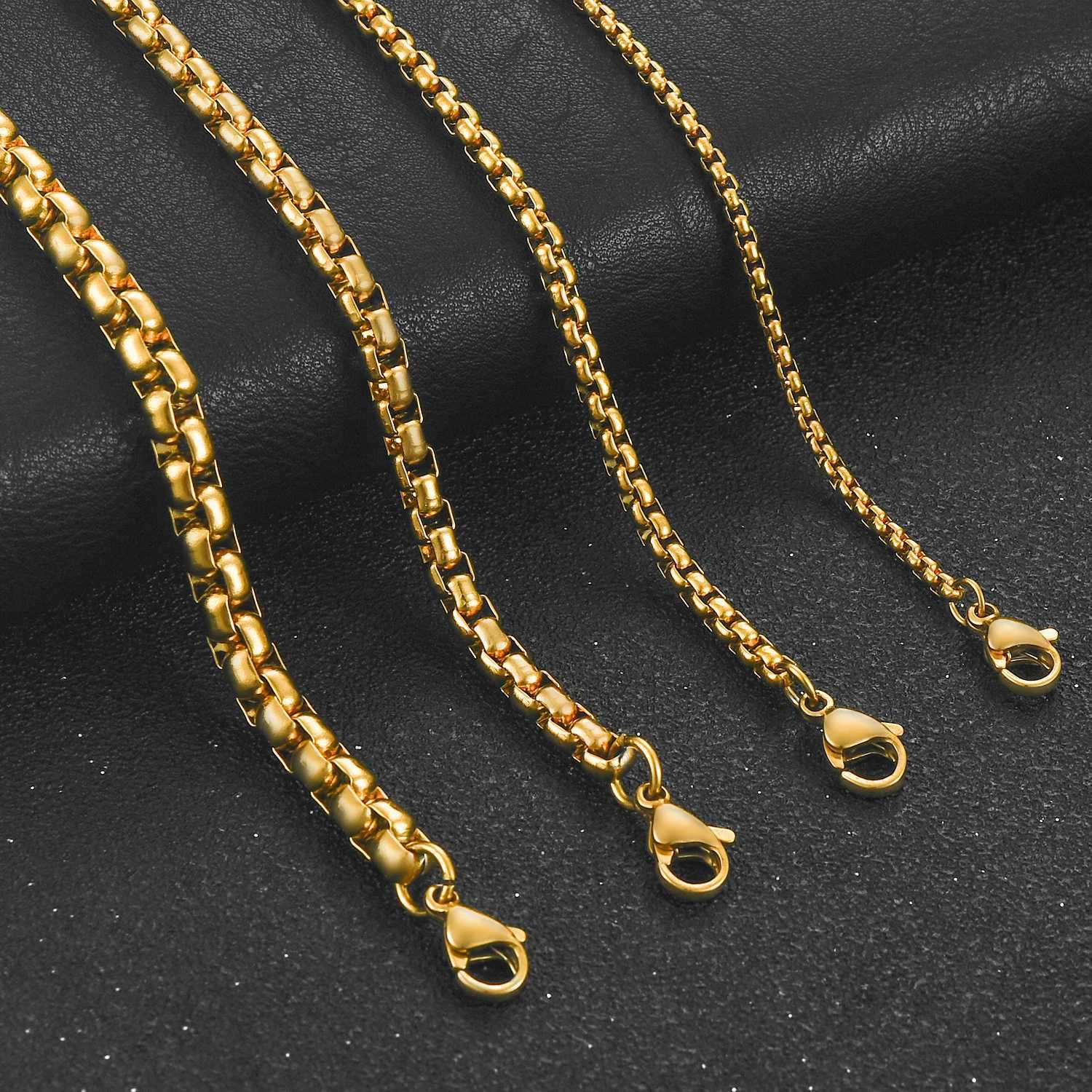 2/3/4/5mm Box Chain Fashion Stainless Stee Chain Men Necklace Pendant Necklace Jewelry Gift For WomenX240919
