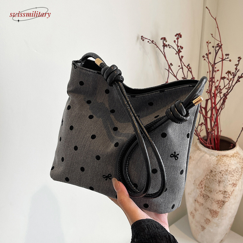 Small niche design checkered contrasting color women's 2024 new simple and fashionable western-style bow versatile single shoulder bucket bag #12