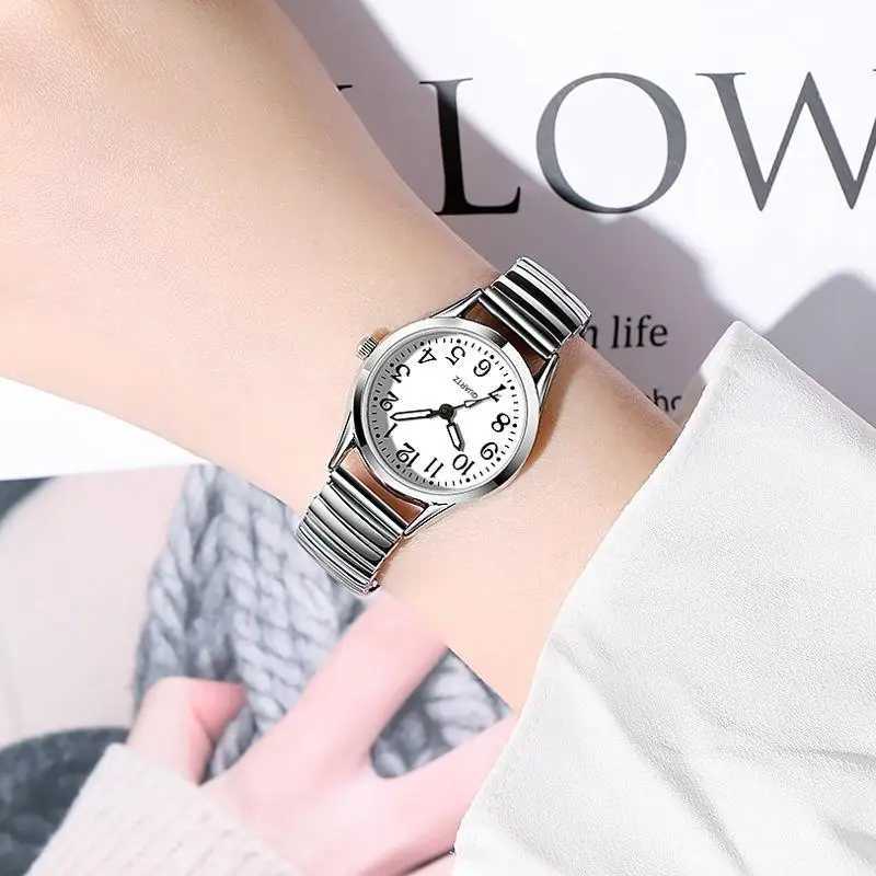 Classic style elastic spring strap watch with large digital quartz watch for men and women Father Mothers day gift watchX240920