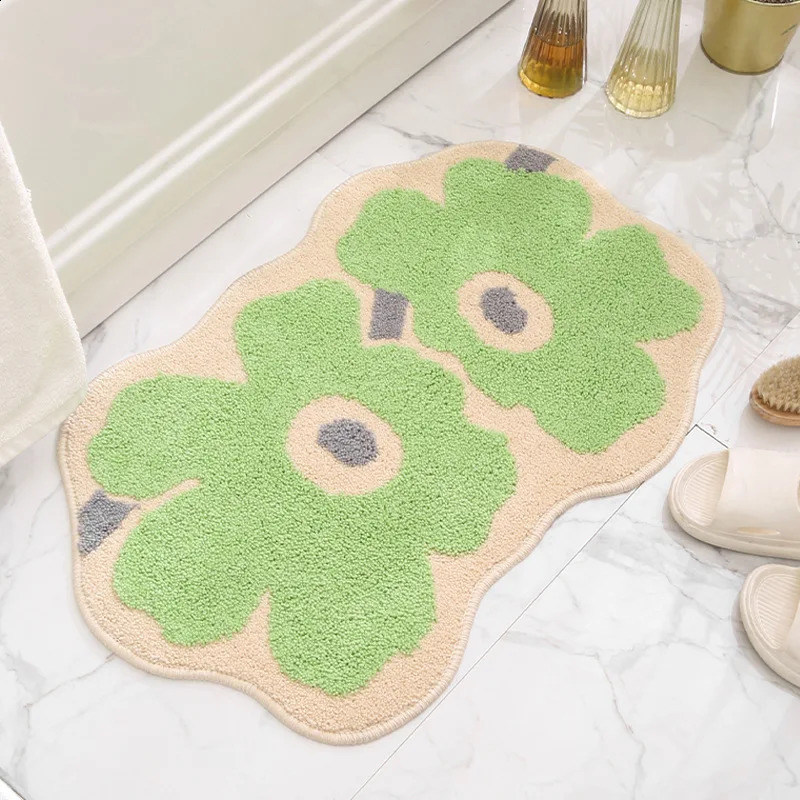 Plush Floral Bath Mat Soft Absorbent Anti-Slip Rug for Bathroom Bedroom R814 H260226