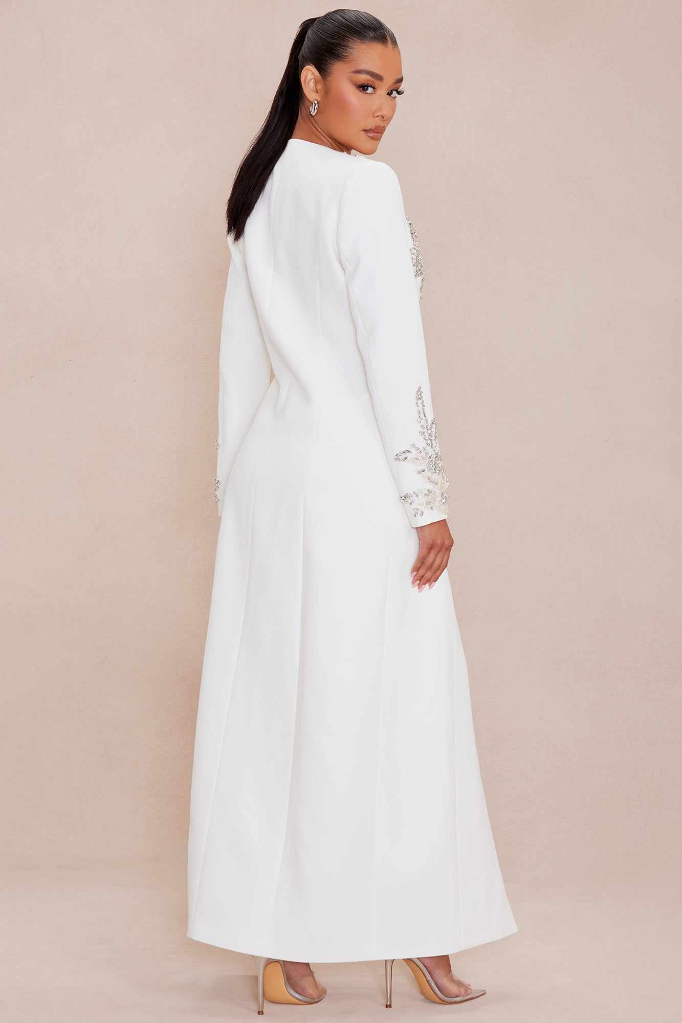 Crystal Appliques Women Pants Suits Formal Birthday Party Evening Guest Wear Long Jacket Blazer 2 Pieces Custom Made