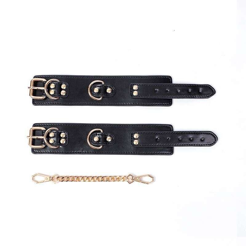 Customized SM props for foreign trade, bound handcuffs, black PU leather simulation, fun handcuffs, alternative adult products