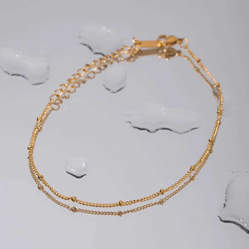 Uworld Stylish Chain Bead Anklet Stainless Steel Metal New Summer Bijoux Barefoot Beach Golden On Foot Charm Jewelry Y240920