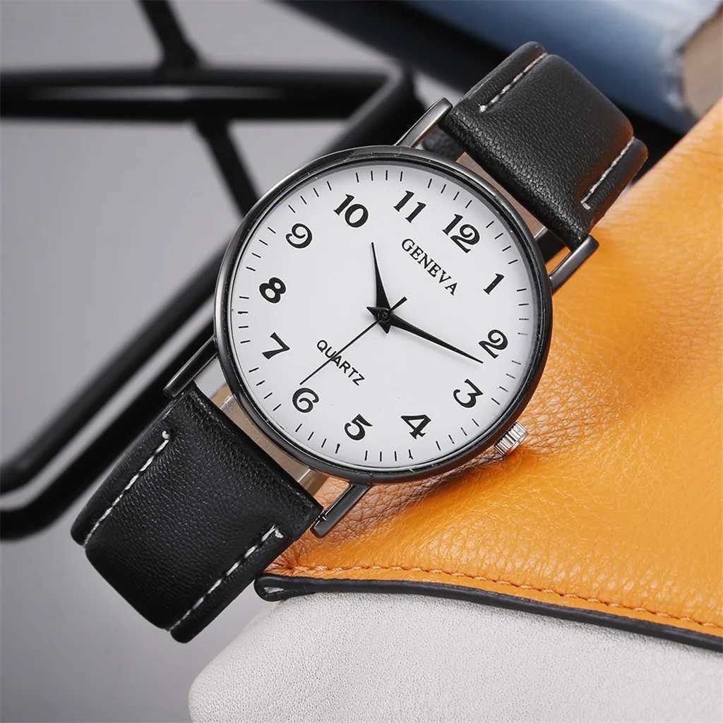 Simple Watches For Women Casual Quartz Watch Fashion Leather Wristwatch Round Digital Dial Watches Montre FemmesX240920