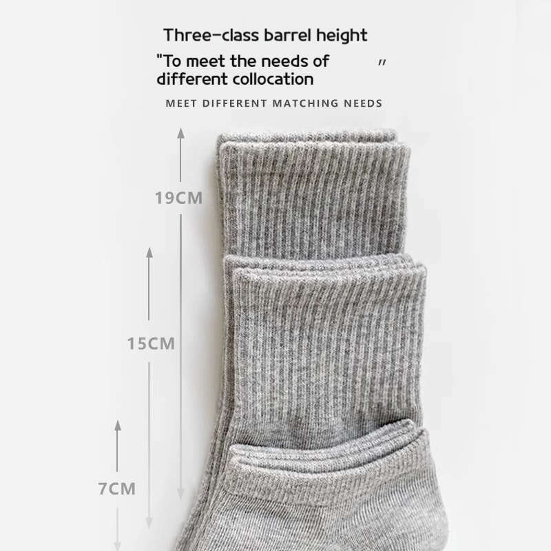 White Socks Children's Mid Length Socks Spring And Autumn White Sports Short Socks Sweat-Absorbing And Odor Proof Long Length Men's Socks So