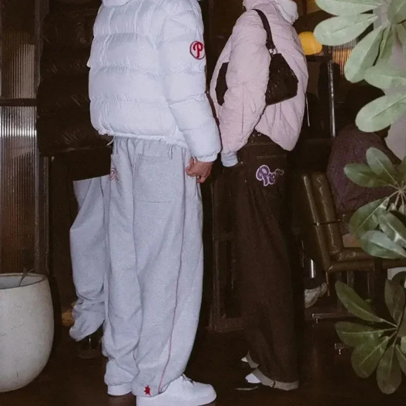 HOUZHOU Y2K Baggy Sweatpants womens retro letter embroidery sports pants mens street loose casual hip-hop jogging pants Trouser 240920