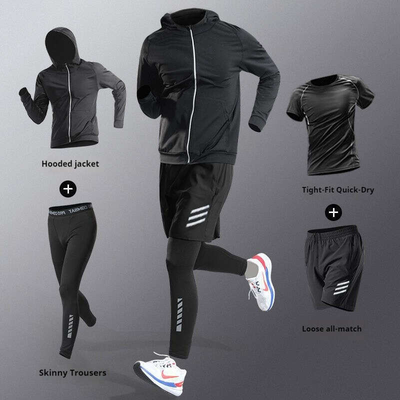 Running Set, Men's Sports And Fitness Clothes, Morning Running Clothes, Tight Fitting Quick Drying Clothes, Training, Cycling, Sports Equipment