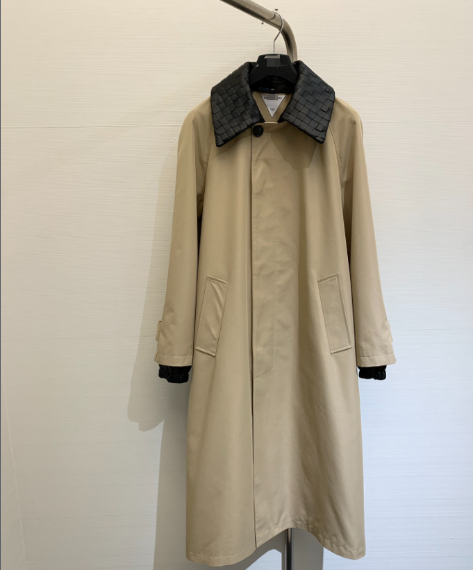 B V brand trench long coat with woven leather collar outwear designer Fashion designer brand style High quality gift Valentines948