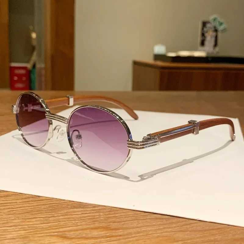 Wooden Fashion Sunglasses Women Vintage Oculos Sunglasses for Men Oval Designer Glasses Tredning Sun Lentes Luxury Gafas LunetteX240920