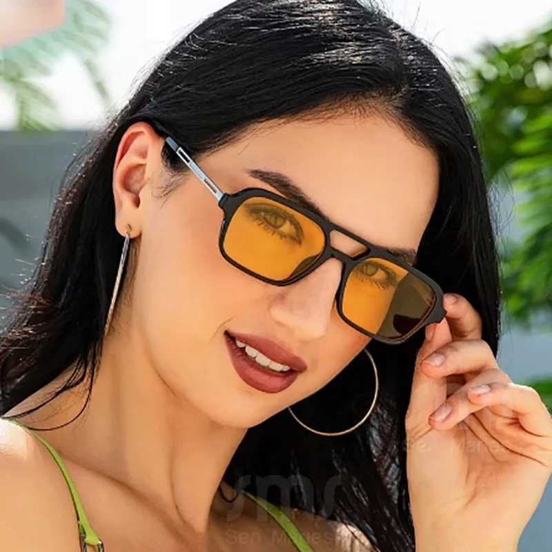 Double Bridges Women Sunglasses Fashion Pink Gradient Eyewear Vintage Hollow Leopard Blue Sun Glasses Men Shades UV400X240920