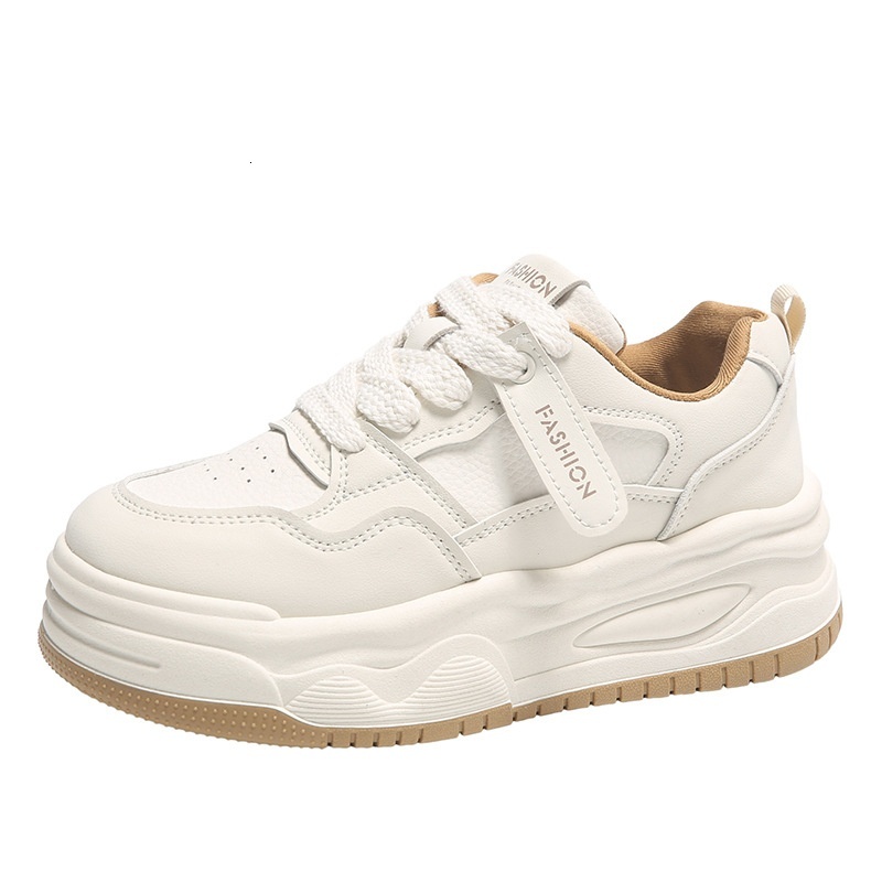 Thick soled board 2023 new fashionable breathable casual white ins comfortable small women's shoes
