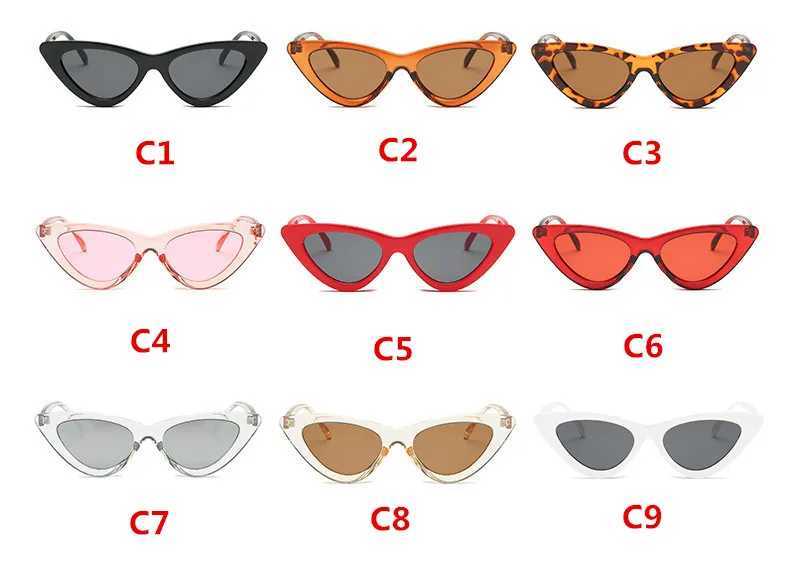fashion sunglasses woman brand Designer vintage retro triangular cat eye glasses oculos De Sol Transparent ocean uv400X240920