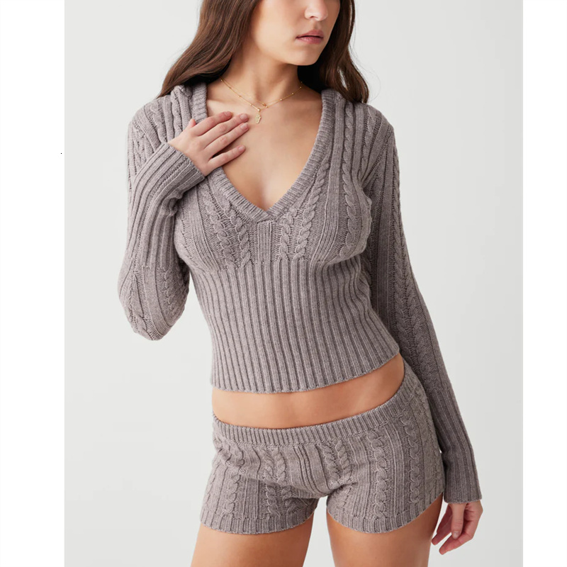 Women 2 Piece Aesthetic Long Sleeve Hoodie And Low Waist Shorts Clothes Set Streetwear