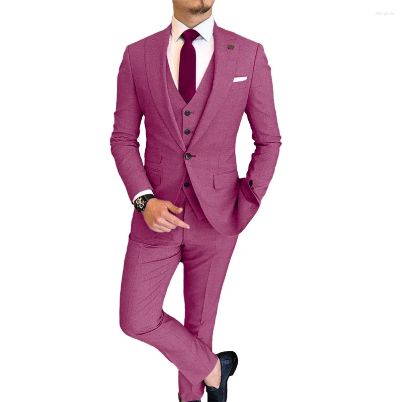Mens Suits Summer Linen Men 3 Piece (Jacket Pants Vest) Elegant Wedding Party Prom Tuxedo Fashion Smart Casual Costume Homme Slim