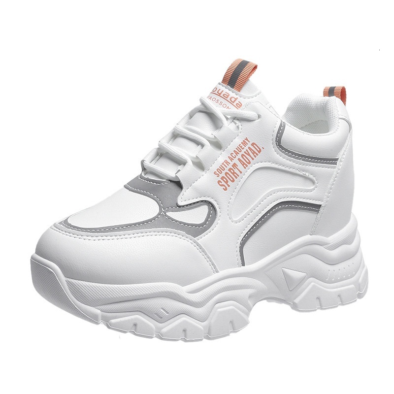 Leather inner raised dad women's spring autumn thick soled color blocking casual shoes, lightweight comfortable, student running and sports shoes