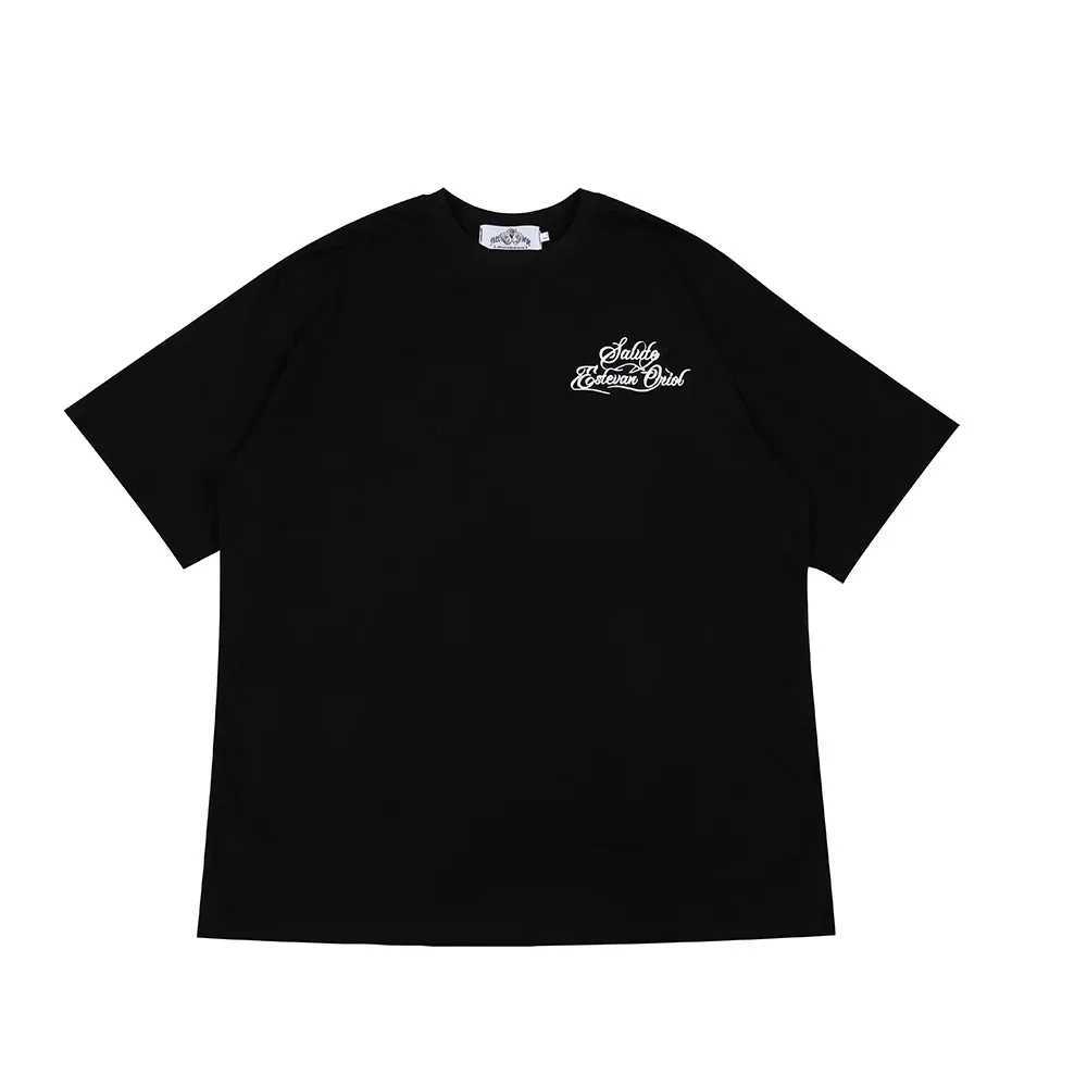 Handmade finger cross print white summer black Y2K mens and womens short sleeved T-shirt CL240913
