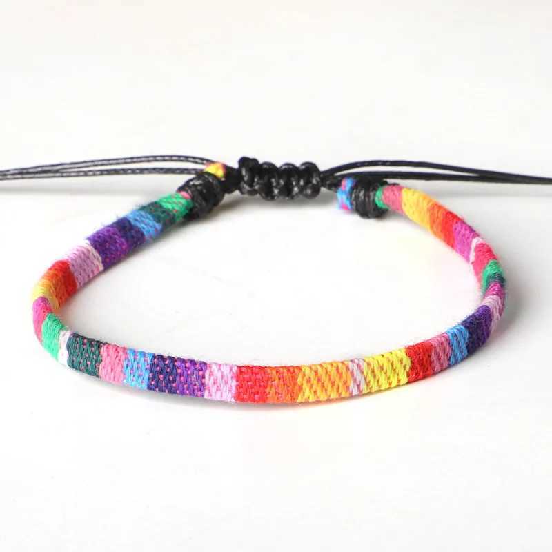 Bohemian Multicolor Handmade Friendship Adjustable Charm Anklet Women Ethnic Colorful Rope Chain Adjustable Anklet Party Gift Y240920