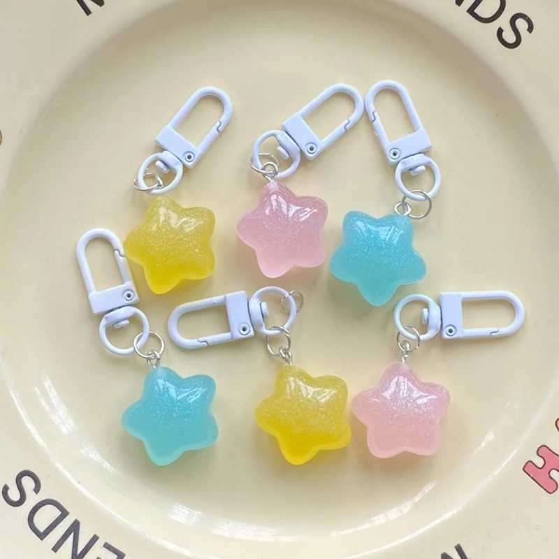 Jelly Pentagram Plastic Keychain Stars Pendant Keyring For Girls Backpack Charm Headphone Case Accessories Creative Couple GiftsX240919