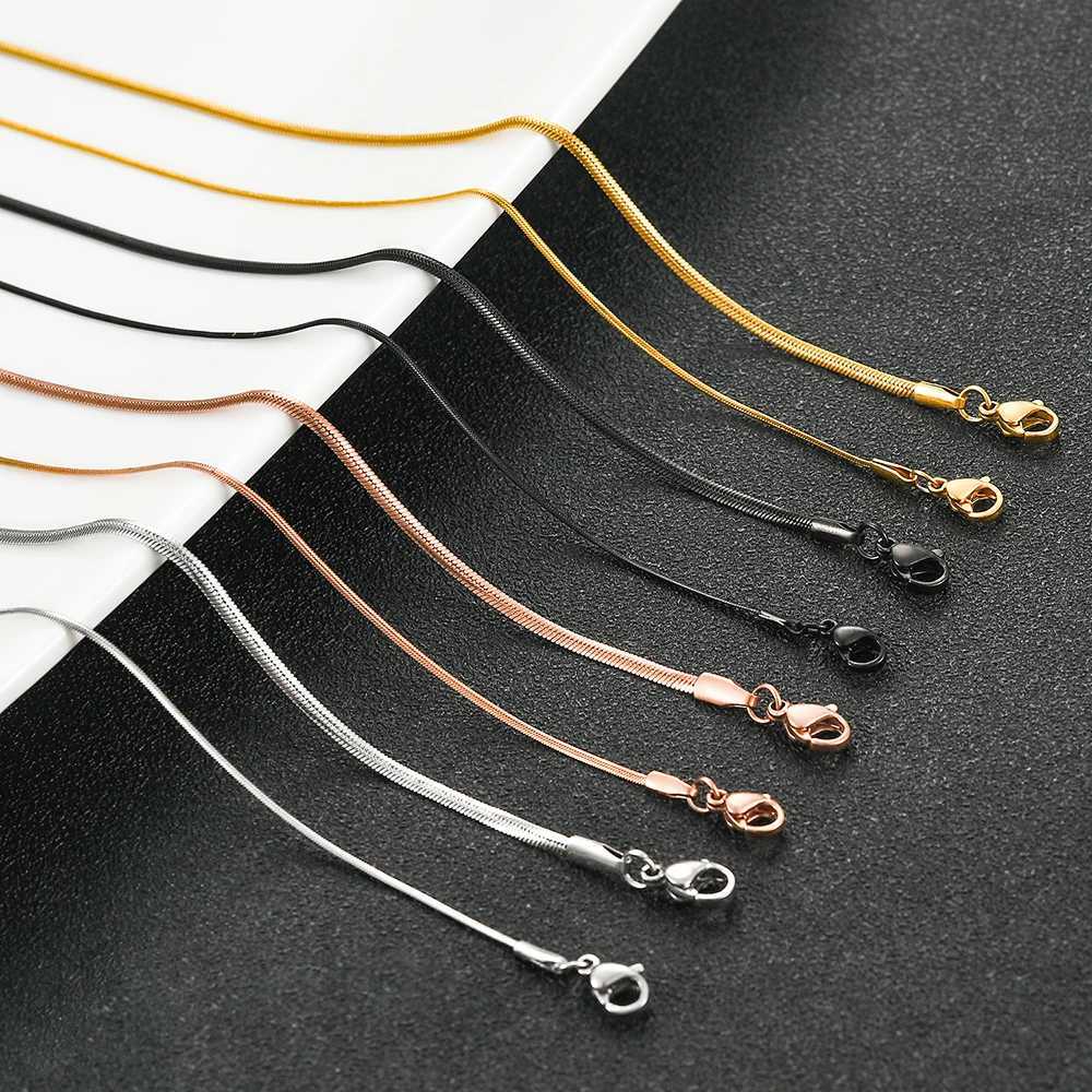 Width 1mm/2mm Flat Snake Gold/Silver/Black/Rose Color Stainless Steel Necklace Vintage Thin Chain Women And Man JewelryX240919