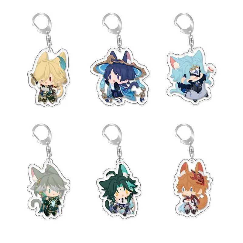 Genshin Impact Wanderer Doctor Fatui Dottore Xiao Alhaitham Keychain Cosplay Acrylic KeyringX240919